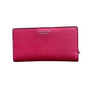 Red Kate Spade Slim Staci Large Slim Bifold Wallet